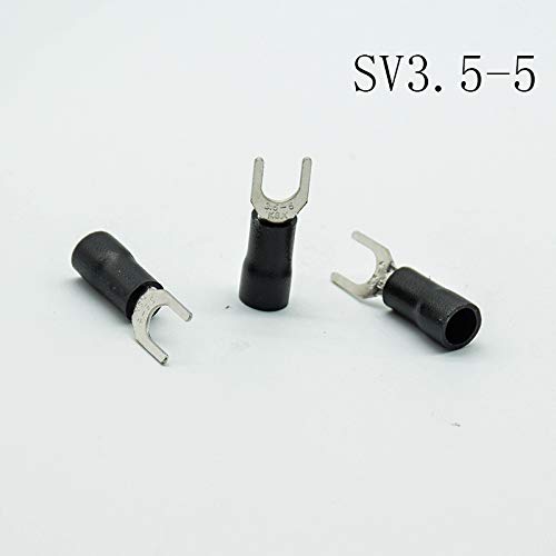 100PCS/lot SV3.5-5 Black Insulated Spade Fork Wire Connector Electrical Wiring Crimp Terminal Wire Cable Connector