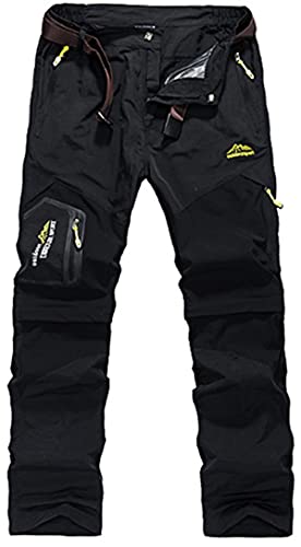 NXDRS Pantalons de Trekking pour Hommes Pantalons Respirants d'extérieur à séchage Rapide et imperméables Salopette d'extérieur (4XL,Black) Cover
