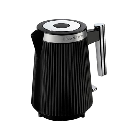 Russell Hobbs Kettle, Brontë, Stylish Matte Design with Chrome Accents, Perfect Pour Spout, 360° Base With Cord Storage, Easy Open Lid, 1.7L Capacity, 3000W, Stone/Black (Black)