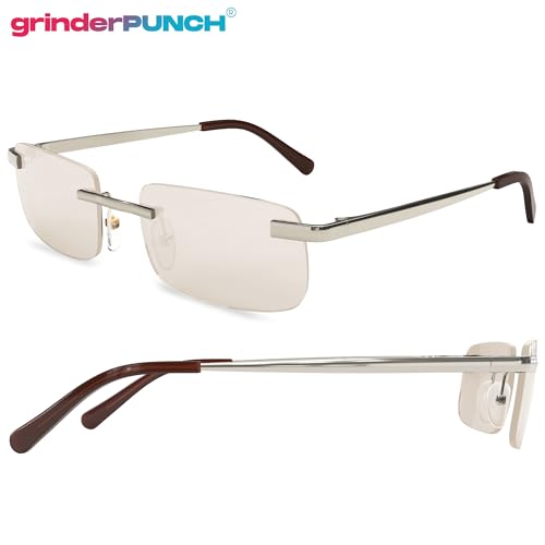 grinderPUNCH Small Slim 90's Popular Nineties Rectangular Sunglasses Clear Rimless Eyewear2