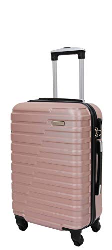 House of Luggage 4 Wheels Hard Shell Suitcase Lightweight Strong Travel Luggage Gemma Rose Gold (Small Cabin: H55 x L36 x W20, 2.6 kg, 30L)