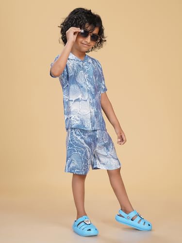 Image of Ninos Dreams Boys Cotton Rayon Coord Set with shorts /Holiday Shirt & Shorts