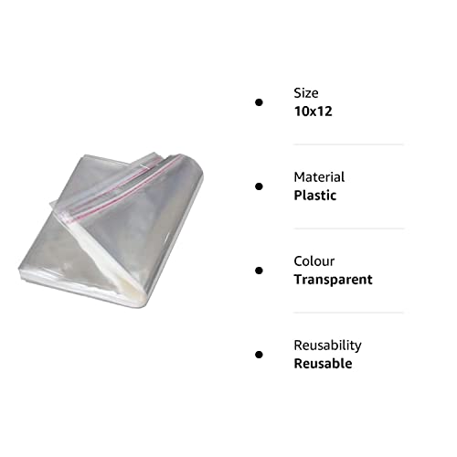 Image of Transparent Polythene Clear Cover Sealable for Gifting Shirt Pant Storage Self Adhesive Bopp Pouches - 100Pc, 4x4 with 2 Inch Base t-shirt Packing Plastic Bag
