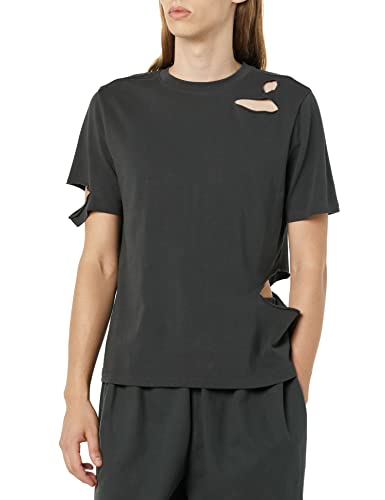 rare/self Camiseta de Punto para todos los Géneros con Cuello Redondo y Detalle Cut-Out, Negro Apagado, 5 Cover
