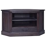 El mueble de TV esquinero de caoba maciza da un encanto rústico, por lo que es un gran aporte para la casa.