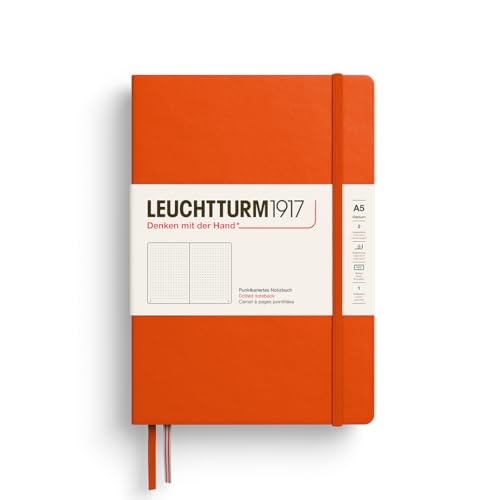 LEUCHTTURM1917 373982 Notizbuch Medium A5, Hardcover Schreibbuch, 251 nummerierte Seiten, Pumpkin, dotted