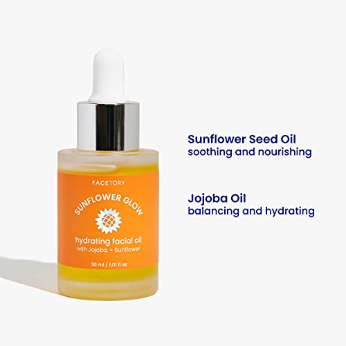 Facetory Sunflower Glow Hydrating Facial Oil With Jojoba And Sunflower 30Ml / 1.01 Fl Oz - With Jojoba Oil And Sunflower Seed Oil, Protecting And Balancing, For All Skin Types #TOP1