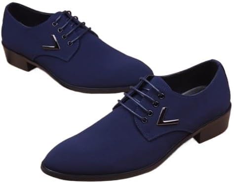 Men's Dress Formal Point Toe Shoes Business Increase Height Elevator lace up New (Blue Elevator,US9=UK8=EUR42)