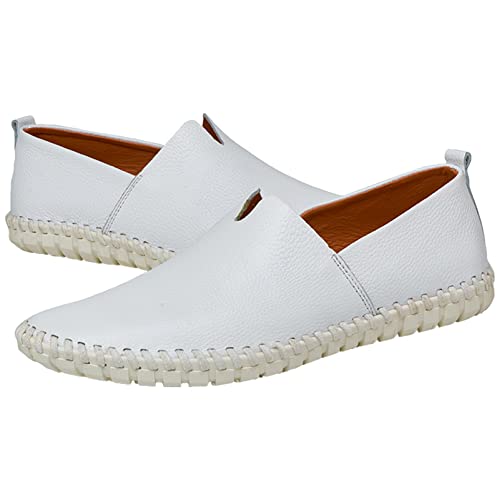 Men's Genuine Leather Loafer Flats Slip-On Soft Handmade Sole Summer Hollowed Casual Driving Shoes4