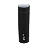 WOLFF - Garrafa Térmica de Aço Inox com Termômetro em Led 500ml Preto - Conserva Bebidas Quentes e Frias