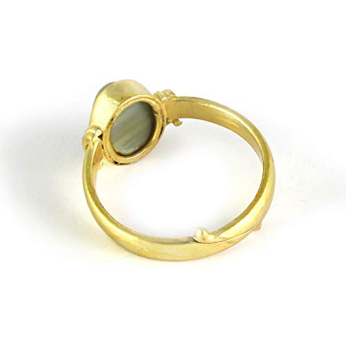 Ashtadhatu Angoothee-B07XC5D7-AMZ - Anello a occhio di gatto Lehsunia, 9,25 ratti, 8,60 carati, regolabile, Small, Pietra preziosa