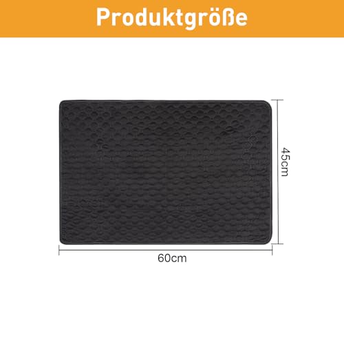 Lollanda Waschbar Welpenunterlagen, Wiederverwendbare Matten für Hunde, Hundematte Bodenschutz Waschbare, Haustier Unterlagen für Drinnen, Draußen, Reisen(60X45CM,Schwarz)
