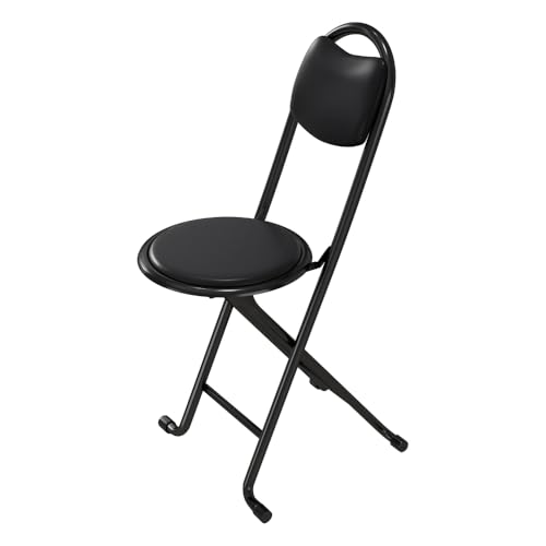 2 Pack Folding Stool with Back, PU Leather Padded Collapsible Stool, Steel Frame Portable Folding Chairs for Kitchen Cafe Shop Indoor Outdoor Camping BBQ Picnic - Image 9