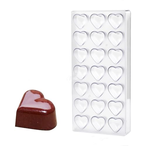 Fexmoy チョコレート型 シリコンチョコ型 3D ハート型 21穴 食品級シリコン型 チョコレートモールド チョコ型 道具 繰り返し使える 手作り菓子型 DIY 【バレンタイン/結婚式/告白サプライズ/誕生日手作り 】 (ハート型)