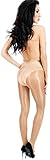 Unbekannt Brilliant Glanz Damen Satin Strumpfhose 20 Den haut natur transparent mit Bikini-Höschenteil (beige haut)