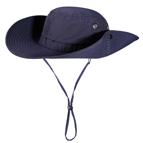 XL XXL Large Oversize UPF 50 Sun Hats Wide Brim Summer Safari Hat Fishing Hiking Boonie Hats for Men Big Head Waterproof Navy X-Large XX-Large