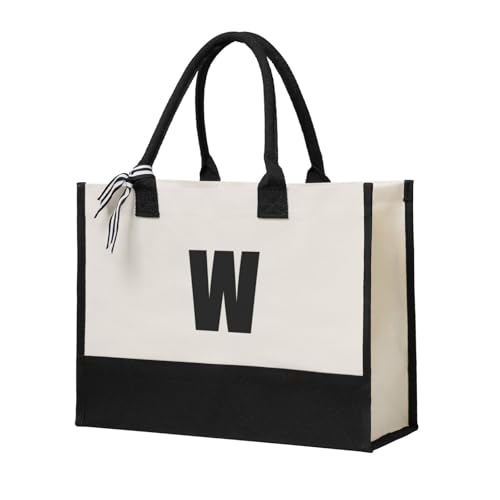Custom Initial Canvas Tote Bag for Women Personalized Beach Bag With Your Design