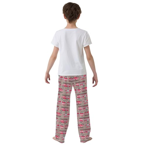 ZZXXB Fire Trucks Boys Long Pants Soft Trousers Elastic Waist Kids Lounge Bottoms with Pockets S-XL3