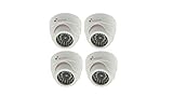  Nivian-Kit 4 Unidades Cámara Falsa Tipo Domo-Dummy Cámara de Seguridad Vigilancia Falsa Impermeable-Simulación Leds IR en Oscuridad -Incluye Soporte y Visera - Fake Cámara Simulada CCTV
