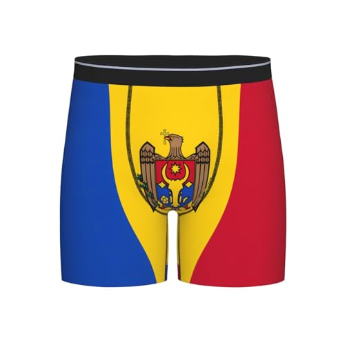 WBQLSL Boxer respirant imprimé drapeau de la Moldavie pour homme – multiple, parfait pour montrer votre silhouette, noir, Large