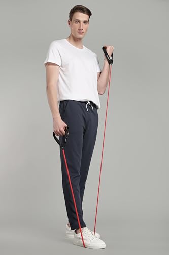 Image of SWADESI STUFF Men's Cotton Blend Track Pants, Black, Comfort Fit with Drawstring, Side Pockets for Regular Wear, Sports, Joggers
