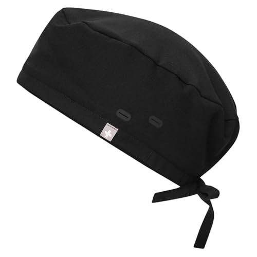 Unisex Modern Scrub Cap With Buttonholes Black