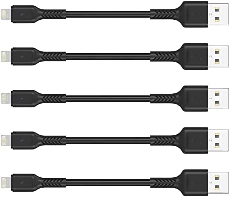 ULIFTUS 4 inch iPhone Charging Cable Short USB to Lightning Cable Small iPhone Charger Cord 5 Pack -Black