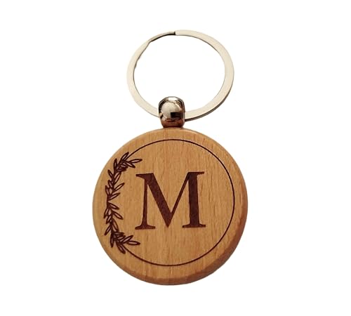M Porte-clés Personnalisé Lettre M en Bois Gravé - Porte Clef Maison Voiture Cadeau Personnalisé Idéal pour Noël, Anniversaire ou Toute Occasion – vue 2