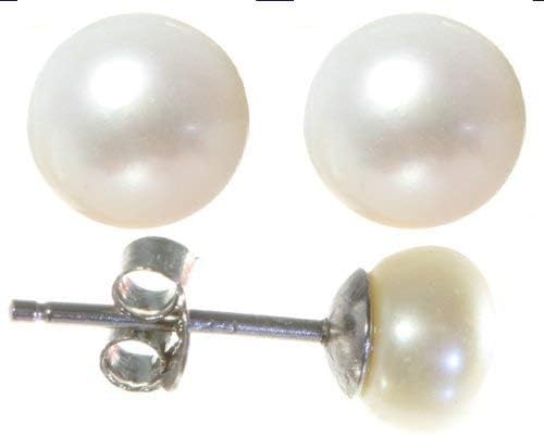 Women's Classical 925 Sterling Silver 6.0mm Freshwater Cultured Pearl Stud Earrings