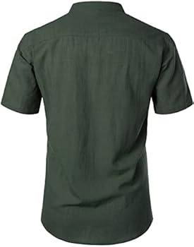 PARKLEES Heren katoen zoals linnen Henley Shirt Casual Ademend Lange Mouw Hippie Strand Shirts, Donkerblauw, XL