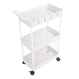 Depisuta Carro Rodante Utilitario de 3 Niveles,Carrito para Pañales para Bebés con Ruedas con Cerradura, Carro Utilitario Móvil, Organizador de Pañales para Bebés,Estantes de