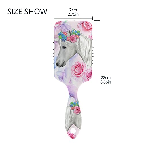 Unicorn Rose Hair Brush For Women Girls, Anti Static & Frizz Air Cushion Massage Comb For Long, Thick, Curly, Wavy, Dry Or Damaged Hair, No More Tangle #TOP1