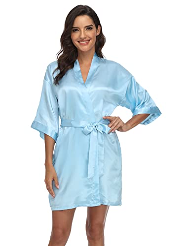 Image of Women's Pure Short Silky Robes Bridesmaid Bride Party Satin Robes Sleepwear