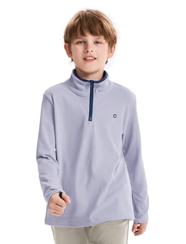 PATPAT Kids Heat-Retaining Sweatshirt, Cloud-Soft Smart-Thermal Quarter-Zip Sweater, Mock Neck Pullover with Thumb-hole Cuffs