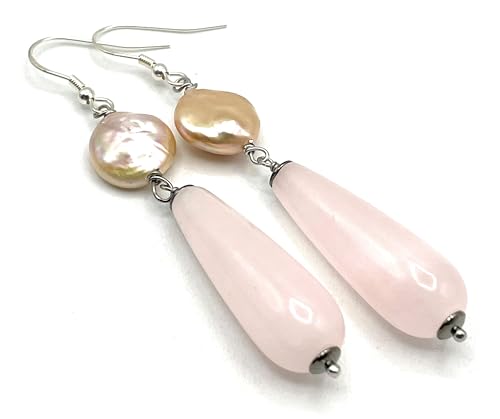 Boucles d'oreilles Quartz Rose en Argent 925 de fabrication italienne