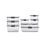 Rubbermaid Brilliance Glass Storage Set of 9 Food Containers with Lids (18 Pieces Total)
