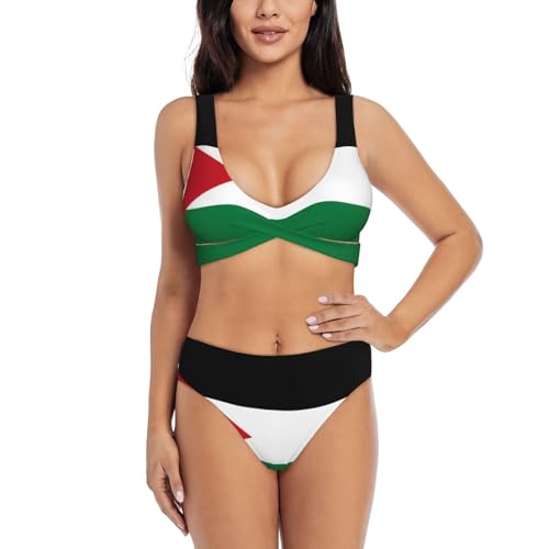 Maillot de bain 2 pièces Palestine pour femme avec effet ventre plat