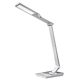 TaoTronics TT-DL16 Stylish Metal LED Desk Lamp, Office 5V/2A USB Port, 5 Color Modes, 6 Brightness Levels, Touch Control, Timer, Night Light, Philips Enabled Licensing Program（Silver）