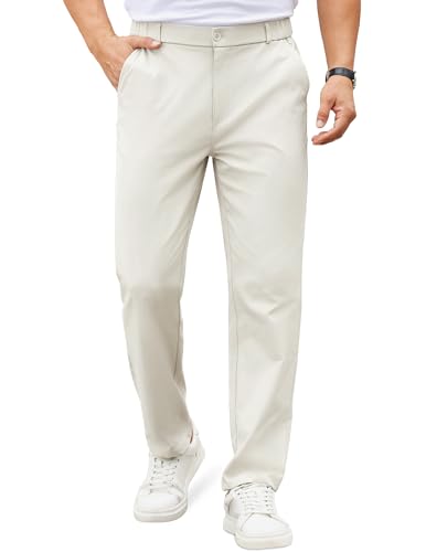 Image of COOFANDY Mens Casual Chino Pants Elastic Waist Classic-Fit Dress Slacks | Hybrid Waistband, Flat Front, Lightweight, Stretchy, Comfortable, Straight Leg, Business Casual Trousers