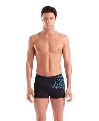 arena Men's Kikko Graphic Swim Short, Black-Turquoise, 85 Homme