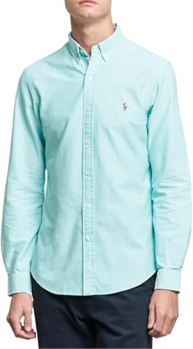 POLO RALPH LAUREN Mens Slim-Fit Oxford Button Down Shirt (The Basic Aegean Blue, XXL)