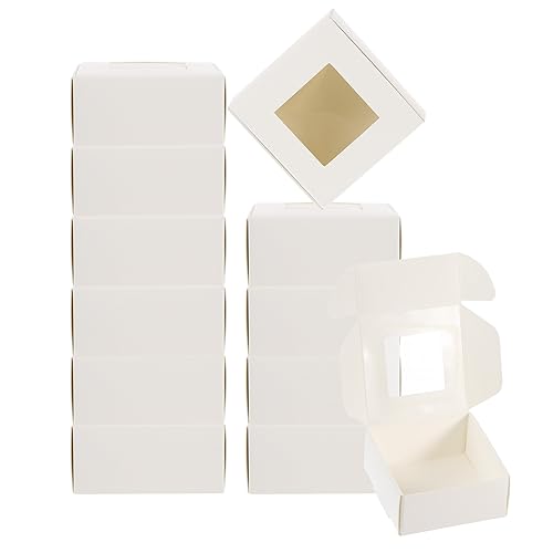 Boîte savon avec fenêtre PATIKIL 2.5"x2.5"x1" en papier blanc pour cadeau DIY x30