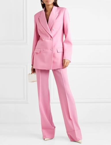 Pant Suits for Women's 2 Piece Double Breasted Notch Lapel Blazer Elegant Lady Dressy Business Outfits for Work Office2