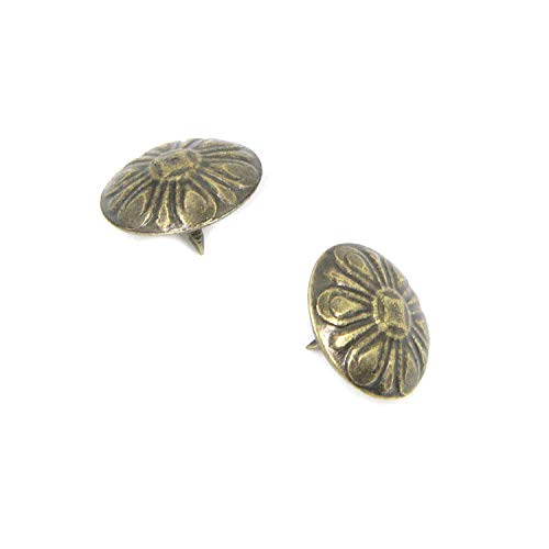 Coshar 100Pcs Antique Upholstery Nails 0.63" Daisy Round Head Thumb Tack Push Pins Decorative Furniture Tack (16X13Mm) - Bronze #TOP2