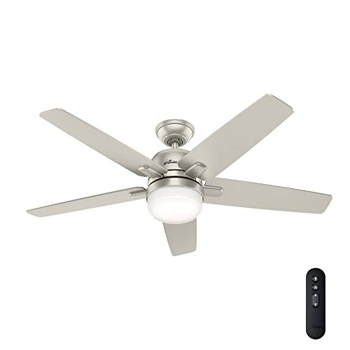 Hunter Fan 52 Inch Contemporary Matte Nickel Indoor Wifi-Enabled Smart Ceiling Fan With Light Kit And Remote Control (Renewed) #TOP18