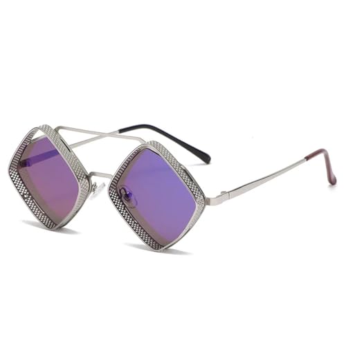 Lunettes de soleil rétro steampunk homme monture métal évidée nuances UV400