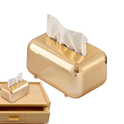 De Pañuelos Galvanizada – ABS 18x12x11 Cm | Portapapeles De Sobremesa Lujoso Y Elegante | Organizador De Toallitas Dorado para Salón, Dormitorio, Oficina, De Mesa Y Uso Diario En El Hogar