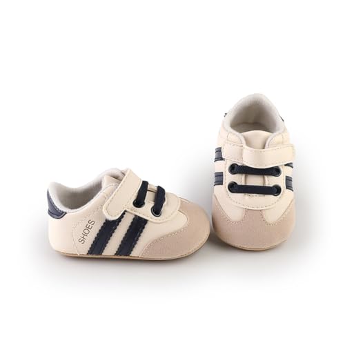 Image of HsdsBebe Baby Boys Girls Pu Leather Hard Bottom Walking Sneakers Toddler Rubber Sole First Walkers Infant Cartoon Slippers Crib Shoes