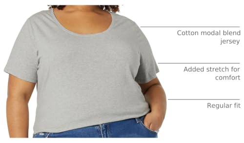 Amazon Essentials Women's Regular-Fit Short-Sleeve Scoop Neck Cotton T-Shirt, Pack of 2, Pack of 2, White / Light Heather Grey, X-Large by Amazon Essentials - Used condition - US$14.07
