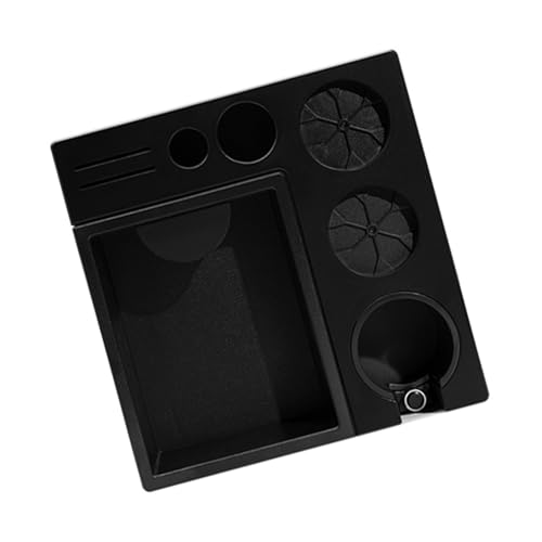 Zynphancer シリコーンマット付き多機能コーヒータンパーストレージボックス ? エスプレッソマシンアクセサリー for 58mmタンパー、取り外し可能リング、整理整頓に最適 (ブラック)